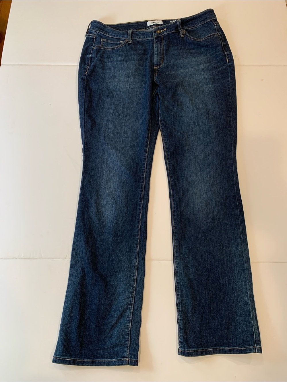 Sonoma Women’s Size 14 Long Classic Dark Blue Slim Boot Cut Jeans 33 Inch Inseam - Picture 1 of 6